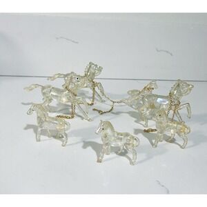 VTG Horse Family Mare Foal Mom Babies Lucite Plastic Figurine Lot Of 7